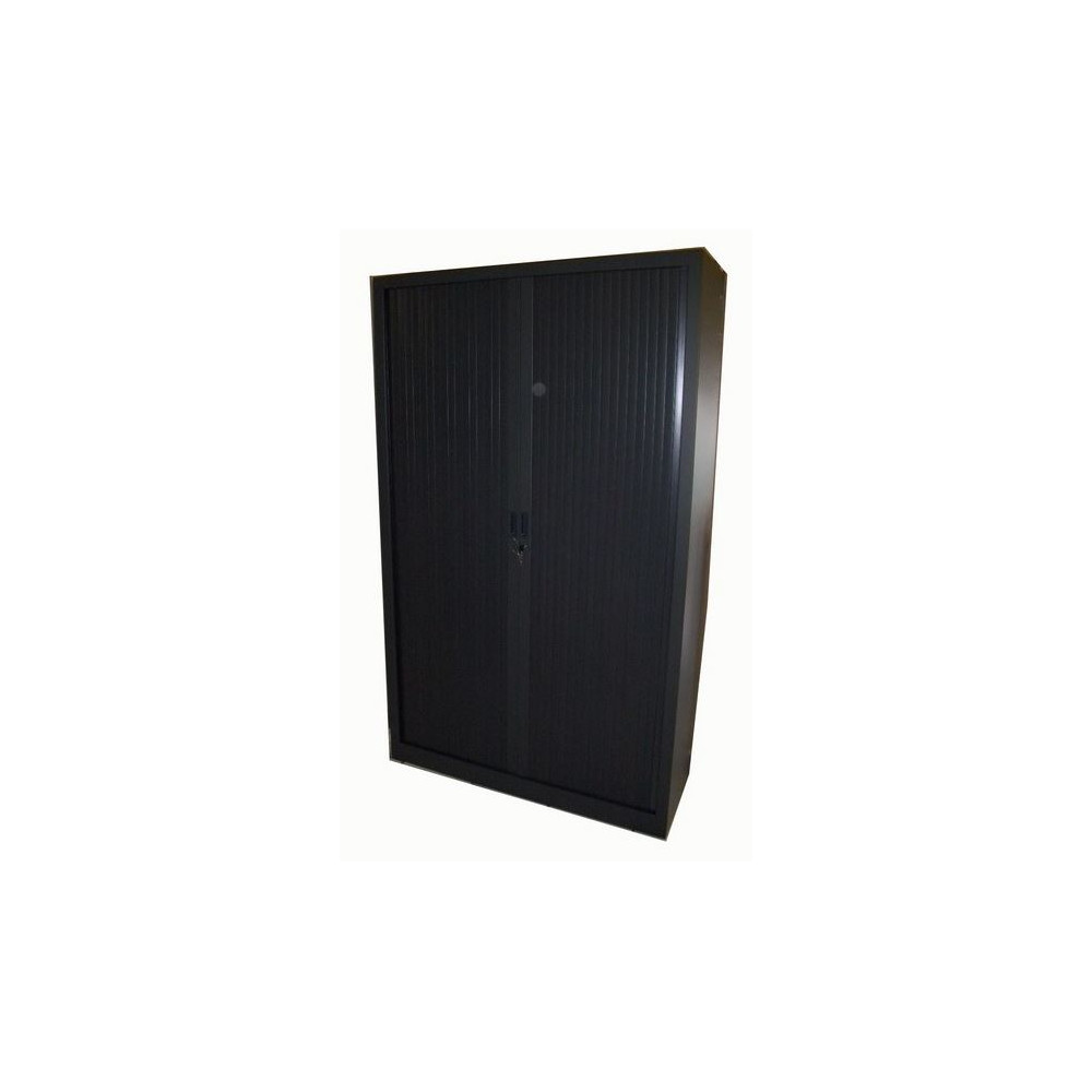 Armoire haute à rideaux - L120xH198xP45cm - Métal Noir anthracite