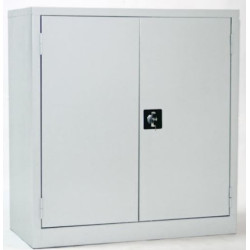 Armoire basse Portes Battantes - L90xH105xP45cm - Métal Gris Clair