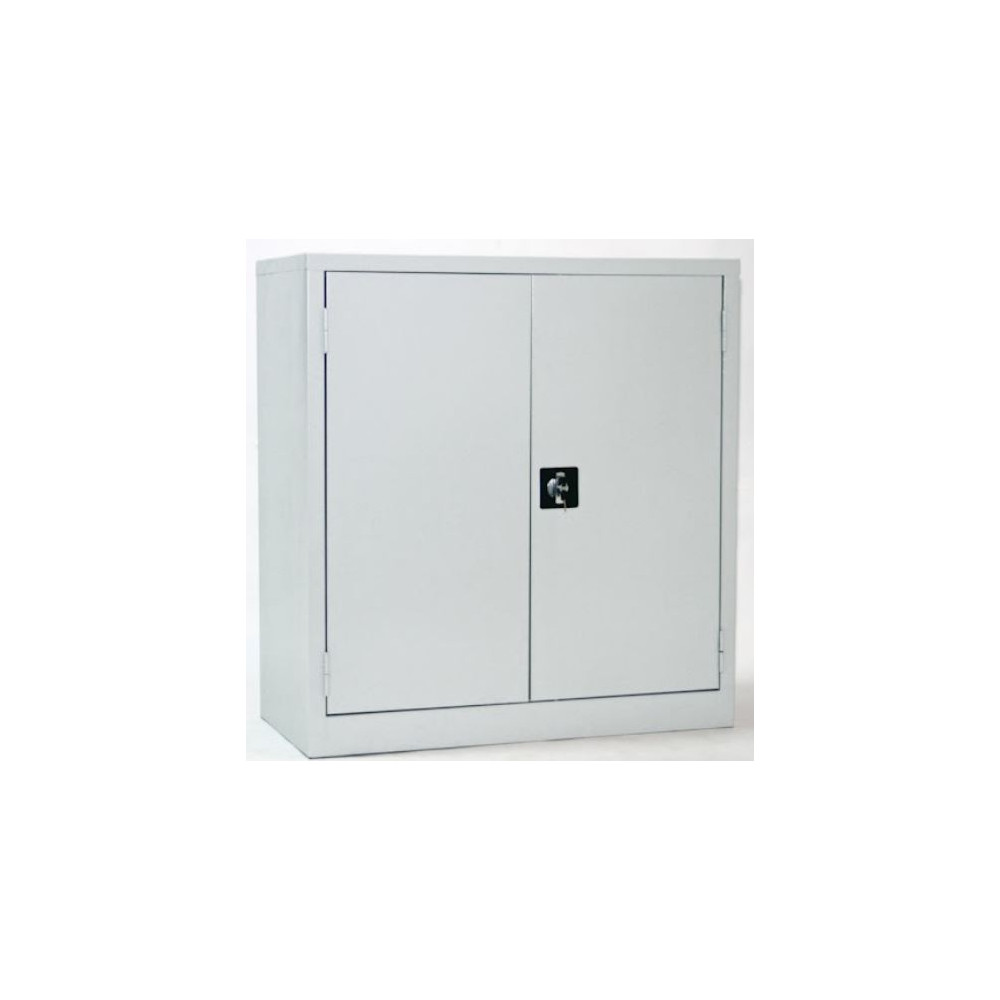 Armoire basse Portes Battantes - L90xH105xP45cm - Métal Gris Clair