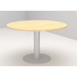 Table poly. ronde Ø100cm Chêne clair / Pieds Tulipe - Blanc - T6