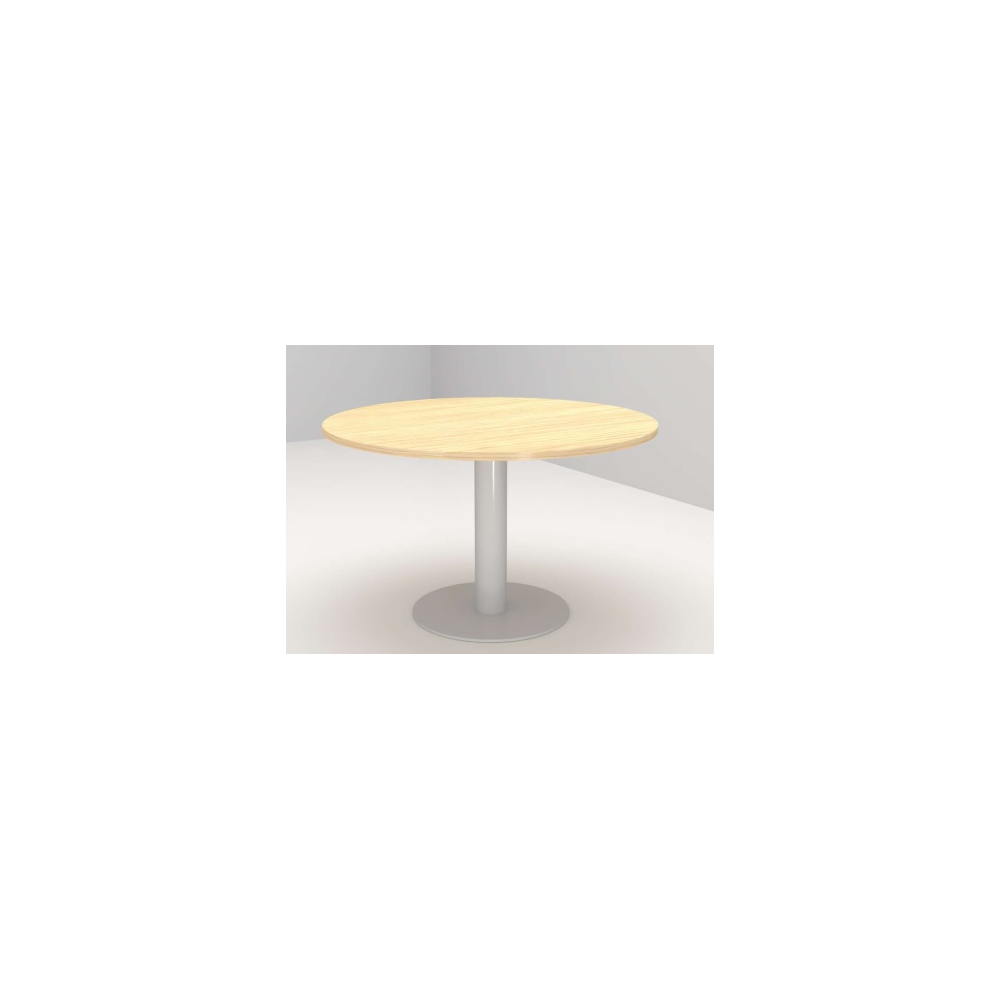 Table poly. ronde Ø100cm Chêne clair / Pieds Tulipe - Blanc - T6
