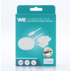 Chargeur induction USB-C PC 20W blanc - rapide 15W // 