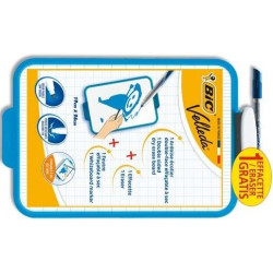 Ardoise blanche 19 x 26 cm VELLEDA +  Feutre BIC 1721 Fin Bleu //