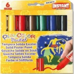 Gouache solide en stick INSTANT Playcolor Pocket (6 coul.)