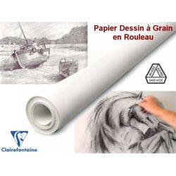 Feuille dessin àgrain en rouleau 1.5x10 m -125g CLAIREFONTAINE BLANC