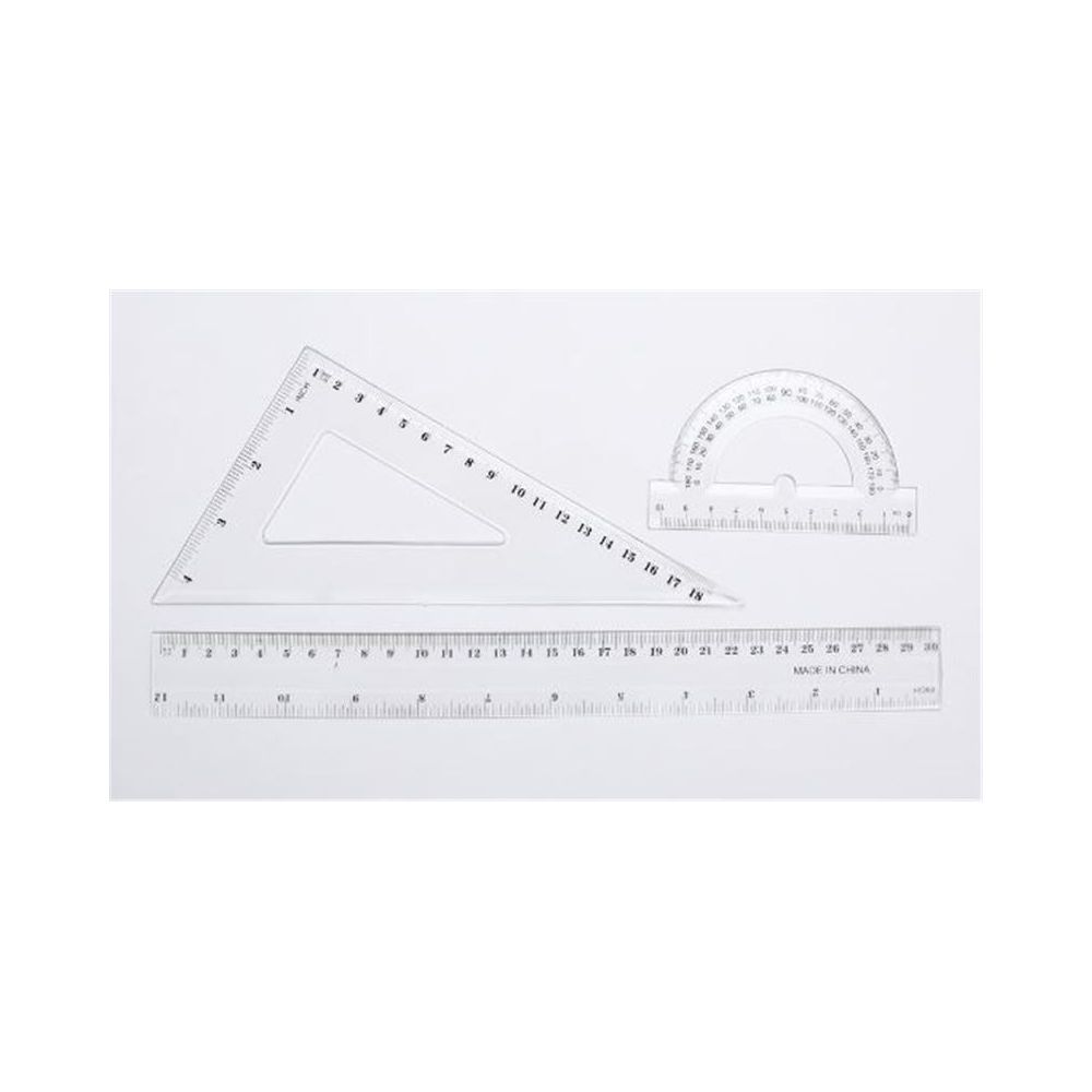 Kit Géométrie  (1 Règle 30cm + 1 Equerre  60° + Rapporteur)  1er PRIX