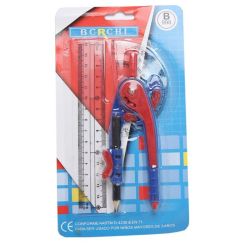 Compas à crayon + règle de 15cm   - en plastique - 1er PRIX