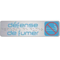 Plaque d'identification "Défense de fumer" - 4.7 x 17 cm - Alu gravé