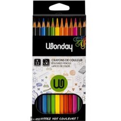 Crayon Couleur WONDAY - Octogonale - Pochette de 12 couleurs