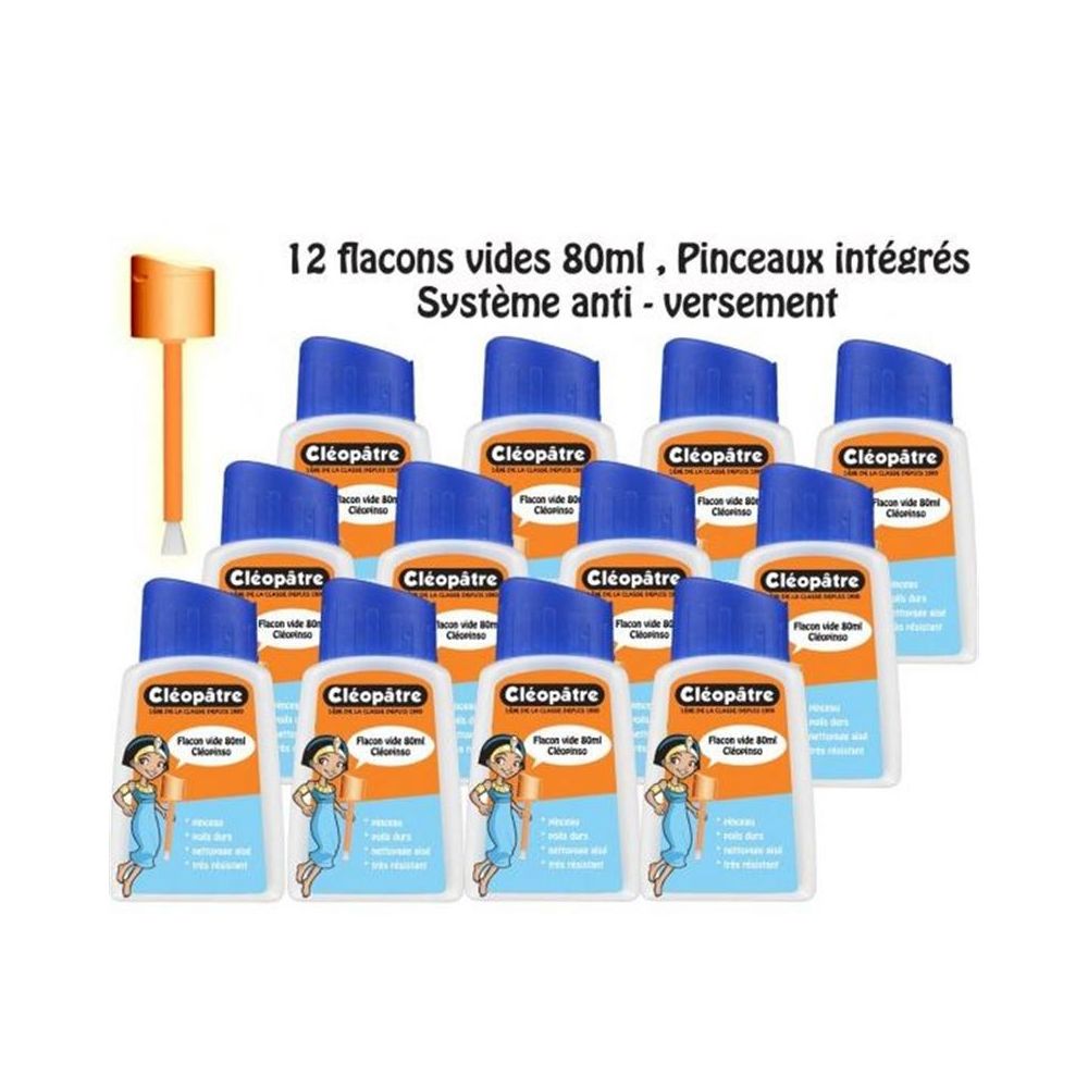 Lot de 12 flacons pinceaux vides CLEOPATRE