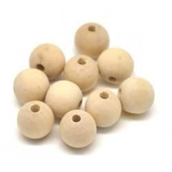Perles en bois naturel - Diamètre 18mm - Sachet de 20
