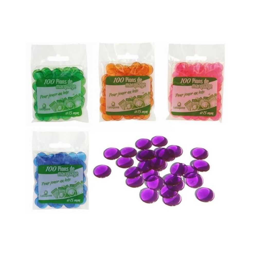 Sachet 100 pions multicolores 15mm - BINGO