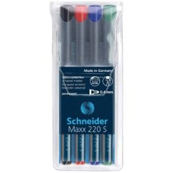 Marqueur perm. SCHNEIDER Maxx 220S - Pointe 0.4mm - 4 COULEURS