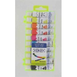 GouacheTube métal ULMANN 10ml - 10 couleurs (Boîte plastique)