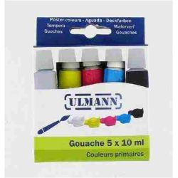GouacheTube métal 10ml 5 coul (Blanc/Jaune/Mag./Cyan/Noir)