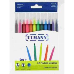 Feutre Couleur ULMANN lavable - Ogive Pte Moyenne (Bte 12 coul.)