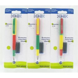 Stylo Plume ULMANN + 2 cartouches BLEU Effaçable