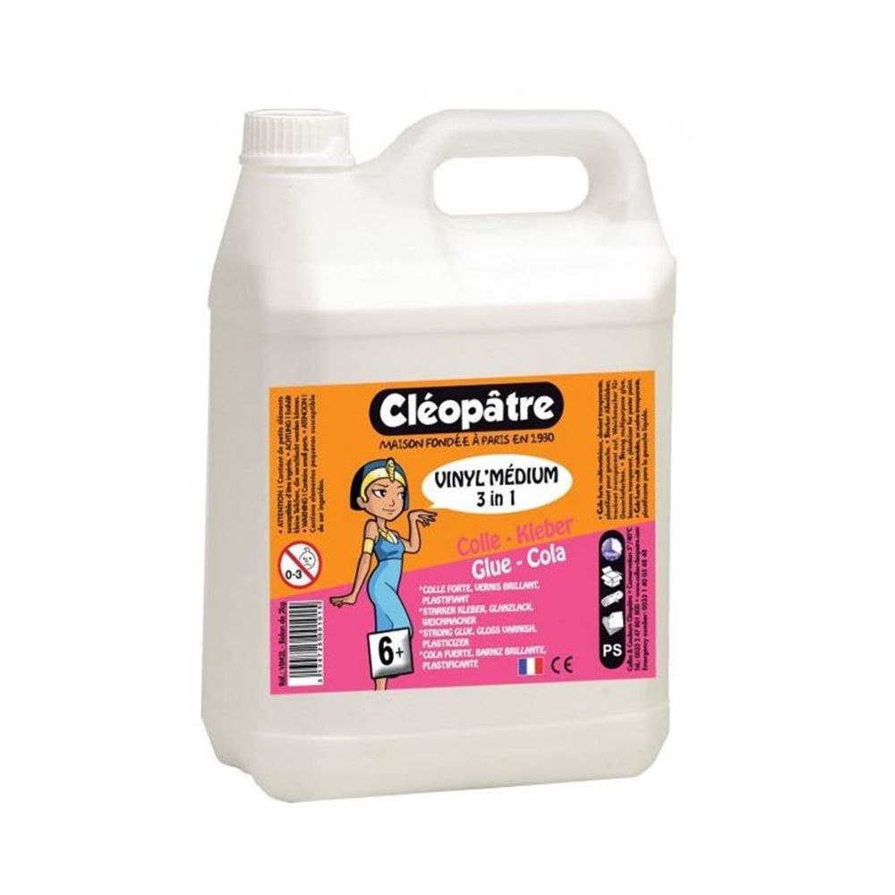Colle 3 en 1 CLEOPATRE Colle Vinyl / Vernis / Plastifiant - 2 litres