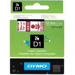 Ruban DYMO D1 - 12mm Rouge/Transparent pour titreuse - 45012 (7 m)