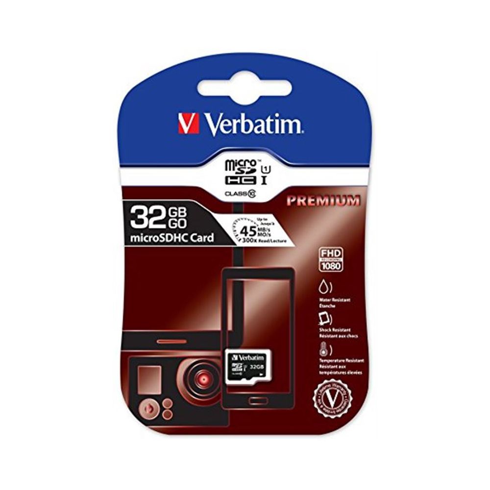 Carte mémoire MicroSDHC  32Go - Classe 10 - VERBATIM  + adaptateur