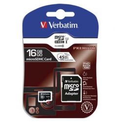 Carte mémoire MicroSDHC  16Go - Classe 10 - VERBATIM
