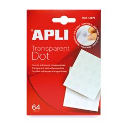 APLI 12871 étiquette auto-collante Rond Amovible Transparent, Blanc 64 pièce(s)