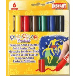 Gouache solide en stick INSTANT Playcolor Pocket (6 coul.)