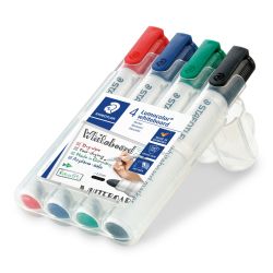 Staedtler Lumocolor 351 B WP4 marqueur indélébile Pointe ogive Noir, Bleu, Vert, Rouge 4 pièce(s)