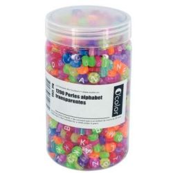 Perles lettre Alphabet transparentes assorties - Bocal 1200 perles