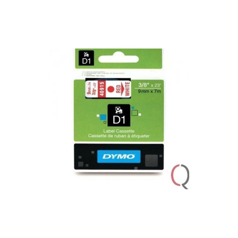 Ruban DYMO D1 - 09mm Rouge/Blanc pour titreuse - 40915 (7 m)