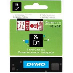 Ruban DYMO D1 - 12mm Rouge/Transparent pour titreuse - 45012 (7 m)