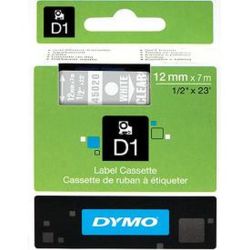 Ruban DYMO D1 - 12mm Blanc/Transparent pour titreuse - 45020 (7 m) NS