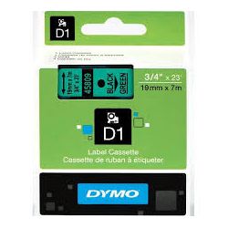 Ruban DYMO D1 - 19mm Noir/Vert pour titreuse - 45809 (7m)