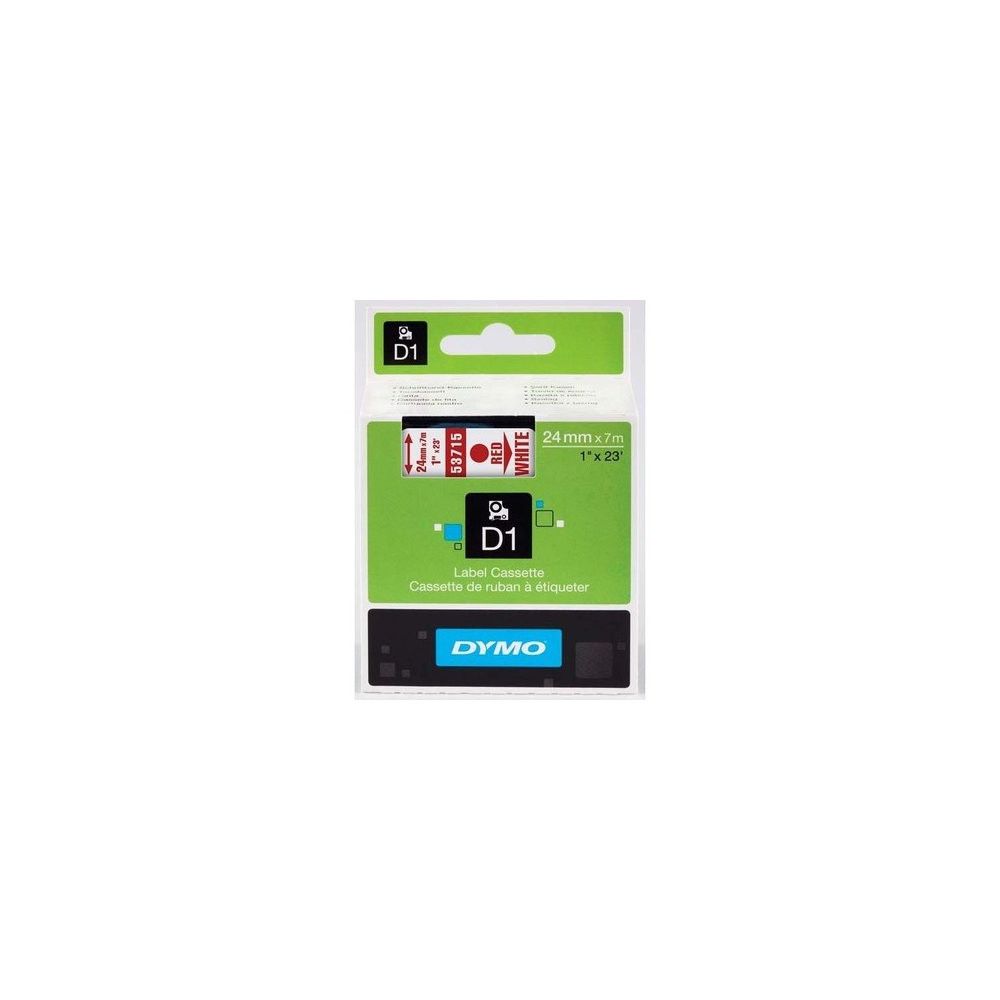 Ruban DYMO D1 - 24mm Rouge/Blanc pour titreuse - 53715 (7m)