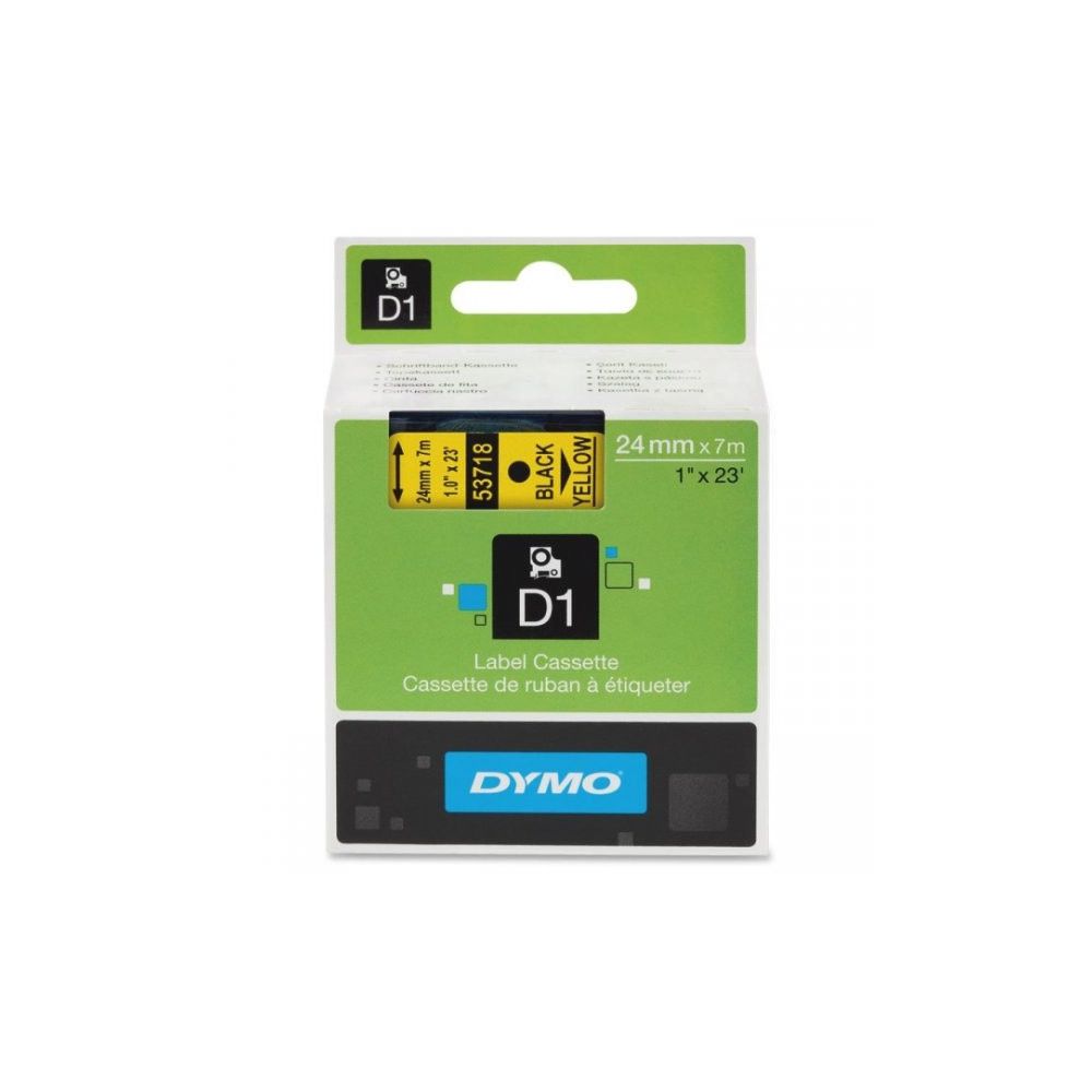 Ruban DYMO D1 - 24mm Noir/Jaune pour titreuse - 53718 (7m)