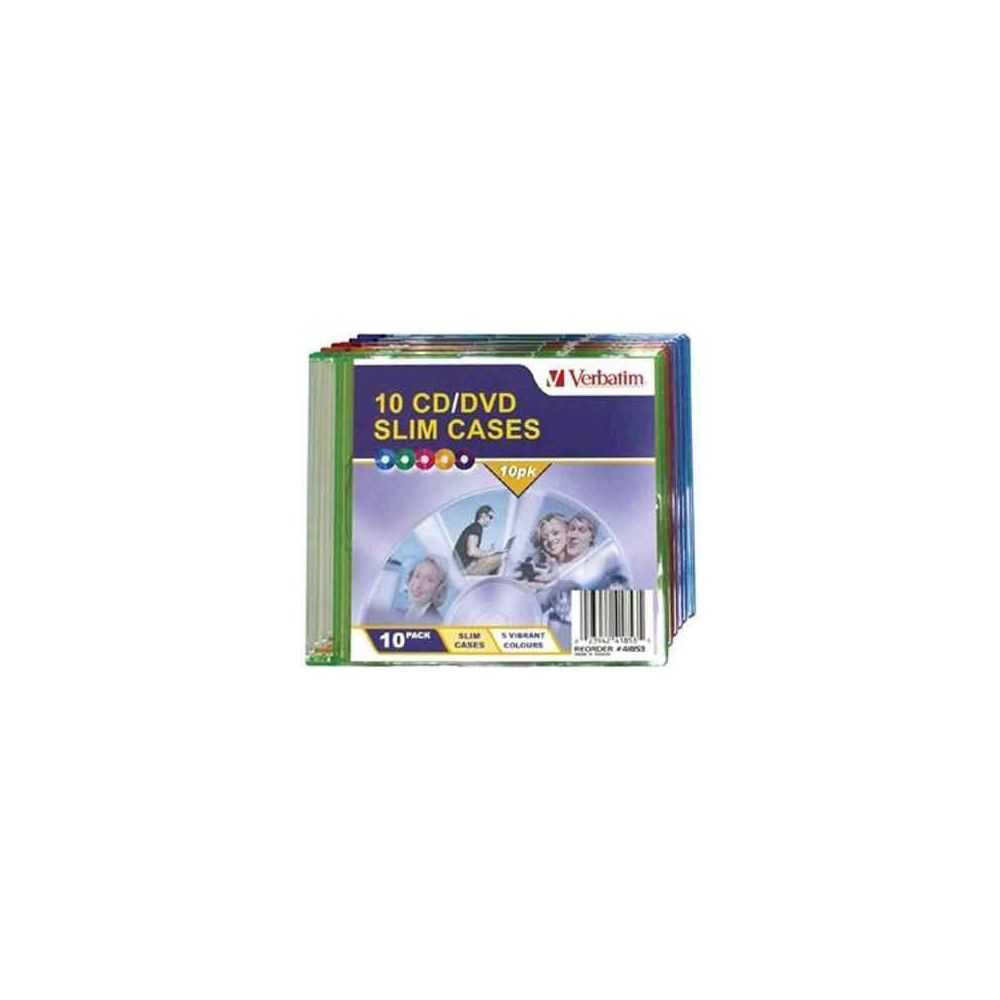 Boitiers vides SLIM pour CD/DVD VERBATIM Couleurs ass. (par 10)