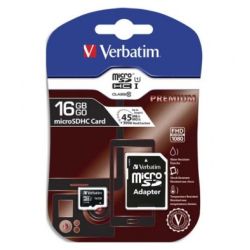 Carte mémoire MicroSDHC  16Go - Classe 10 - VERBATIM 