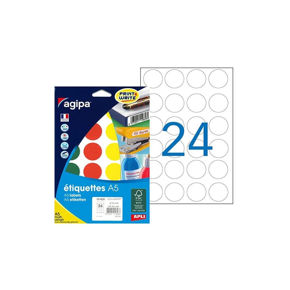 Pastilles signalisation - 30mm -168 unités  COULEURS ASSORTIES