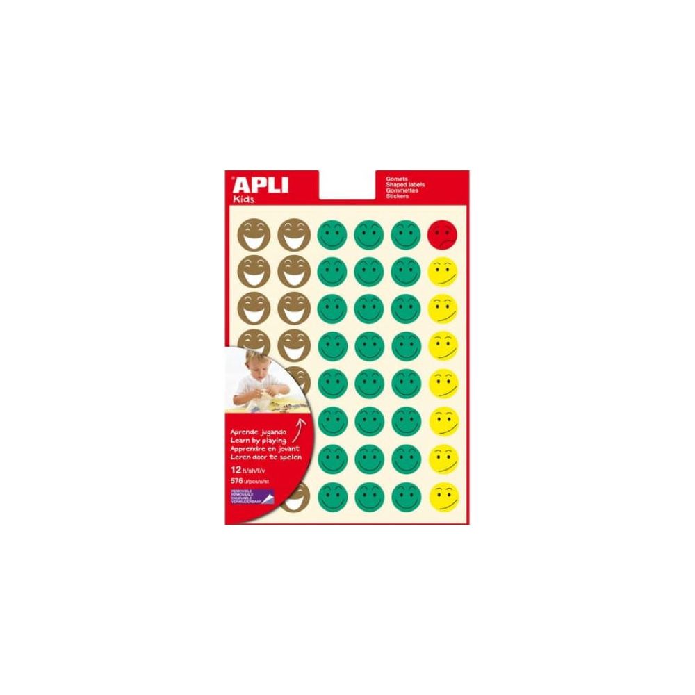 Gommettes SMILEYS enlevables (paquet 576 unités)