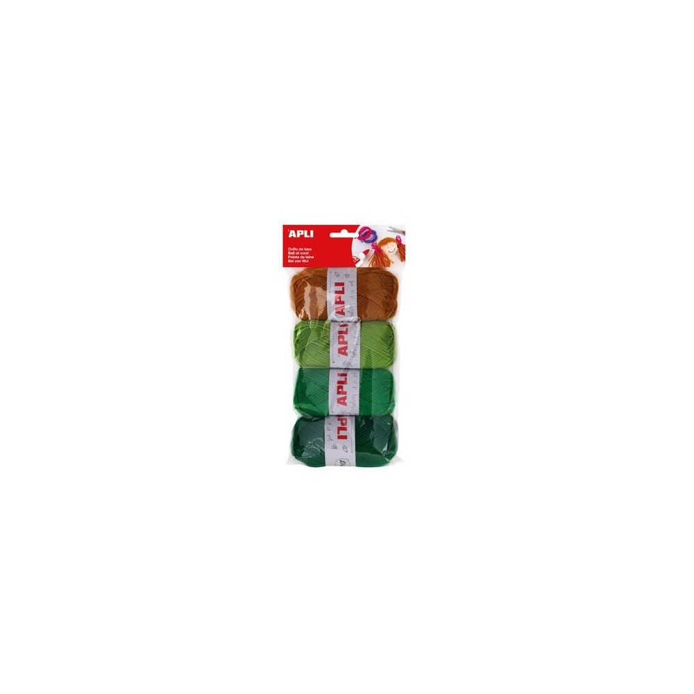 Pelote de laine en assortiment Coloris VERT (Par 4) - 14090