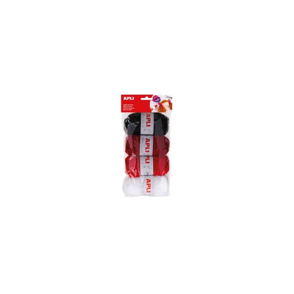 Pelote de laine en assortiment Coloris ROUGE (Par 4) - 14091