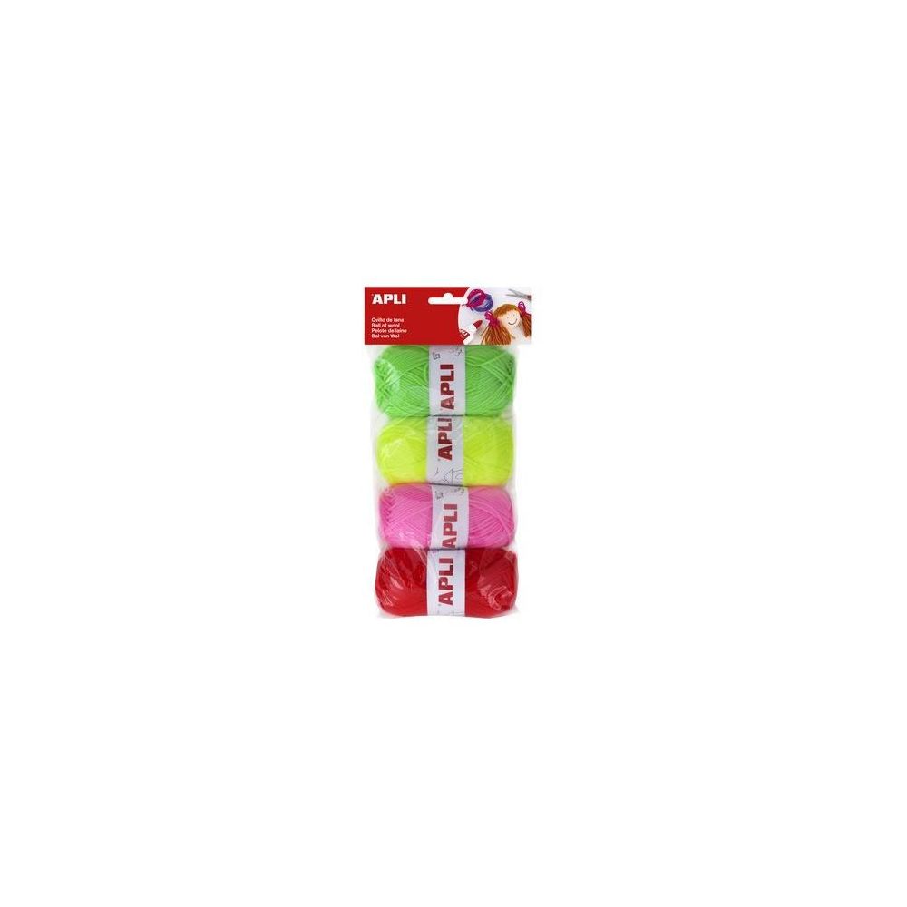 Pelote de laine en assortiment Coloris FLUO (Par 4) - 14093