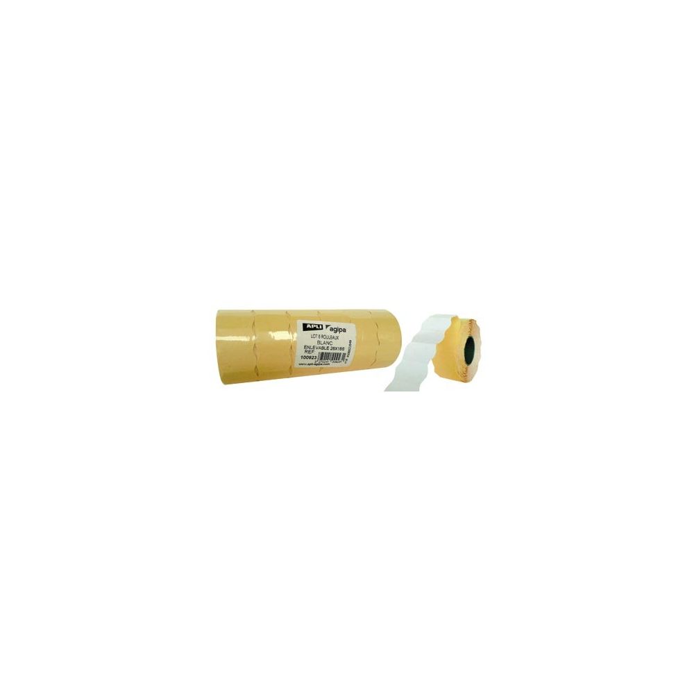 Rouleau 1000 etiq. enlev. ondul. 2 lignes (26x16mm) pour étiq. manu**