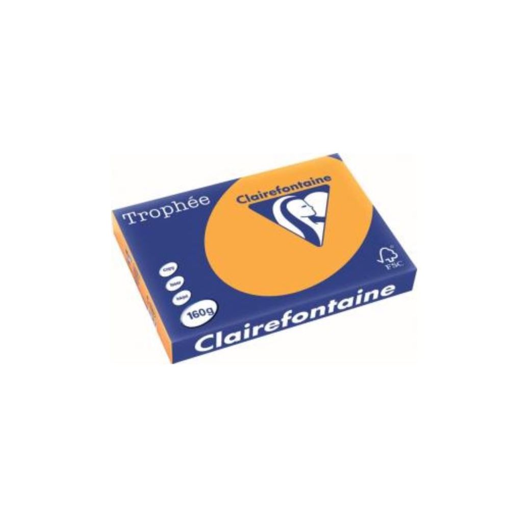 Rame A3 - 160g - Orange CLAIREFONTAINE (250 f.) - Ref: 1766