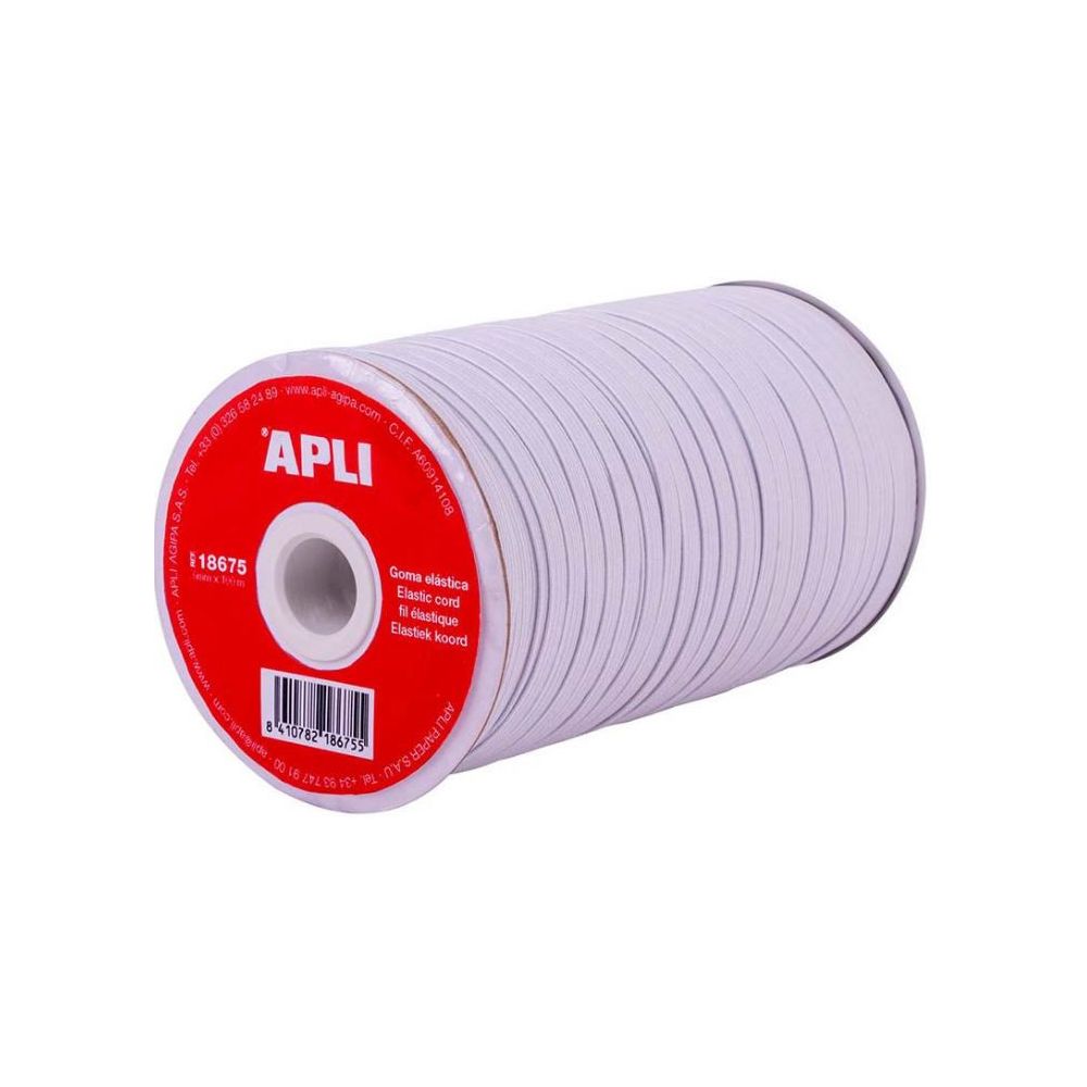 Ruban élastique plat APLI - 5mm x 100 m - BLANC