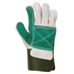 Gants de Dockers -Croute Bovin - Renforts - Dos Toile Verte Taille10