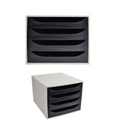Module classement 4 tiroirs A4+ EXACOMPTA Linicolor - GRIS/NOIR