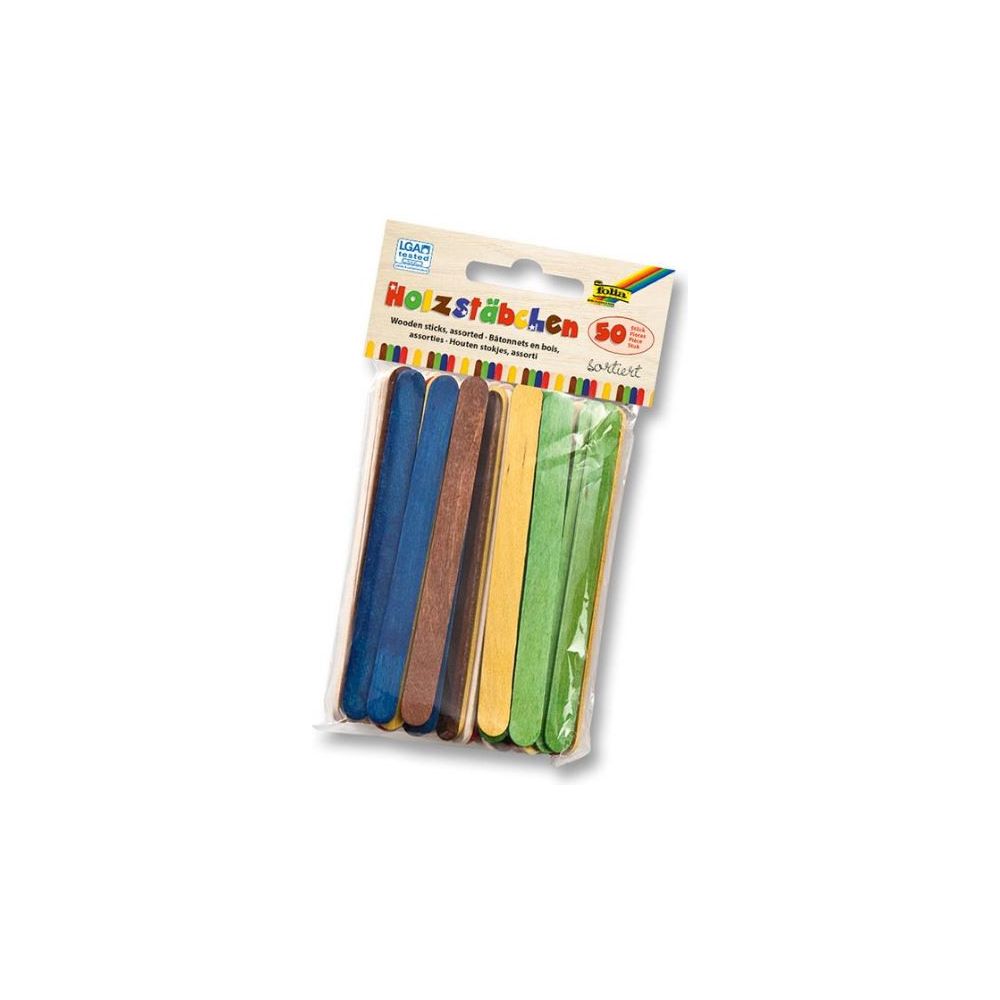 Batonnets de bois couleurs assorties (Paquet de 50 unités) 13064
