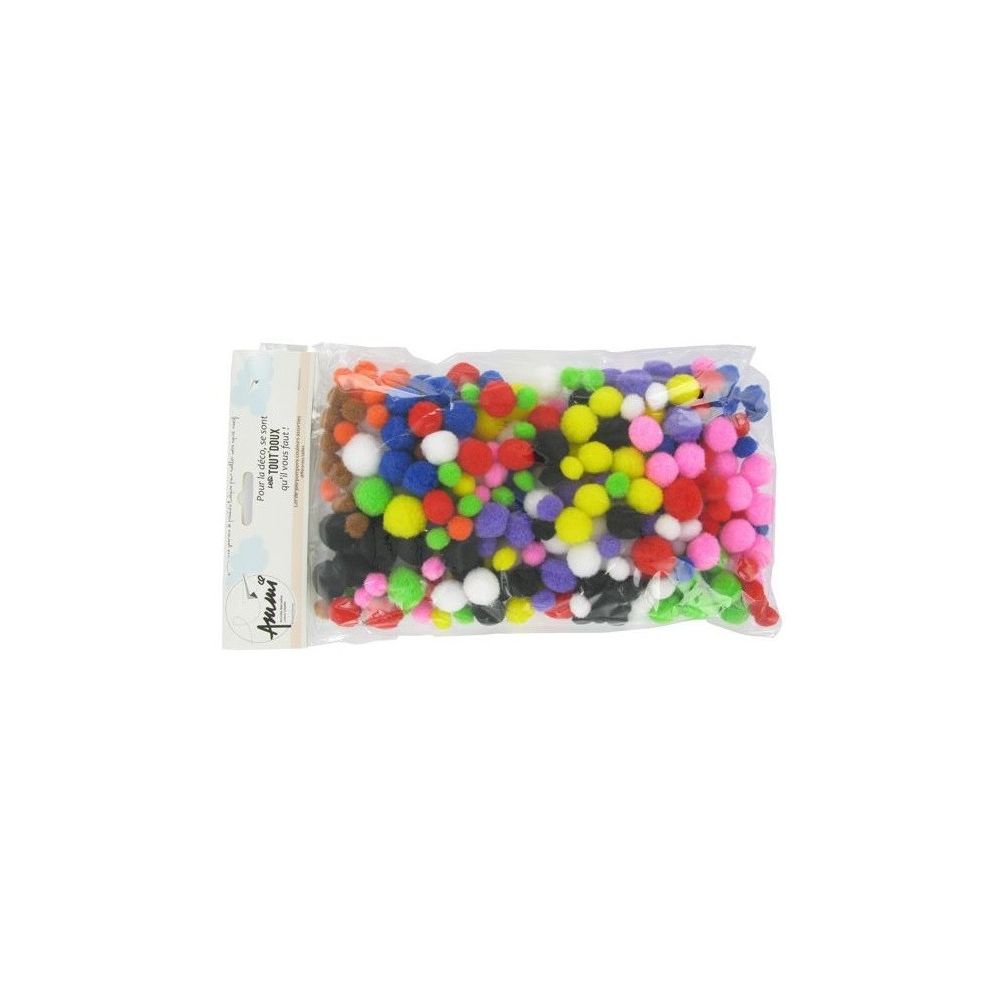 Pompons avec tailles et couleurs assorties( sachet de 300)
