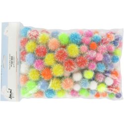 Pompons irisés avec tailles et couleurs assorties( sachet de 200)